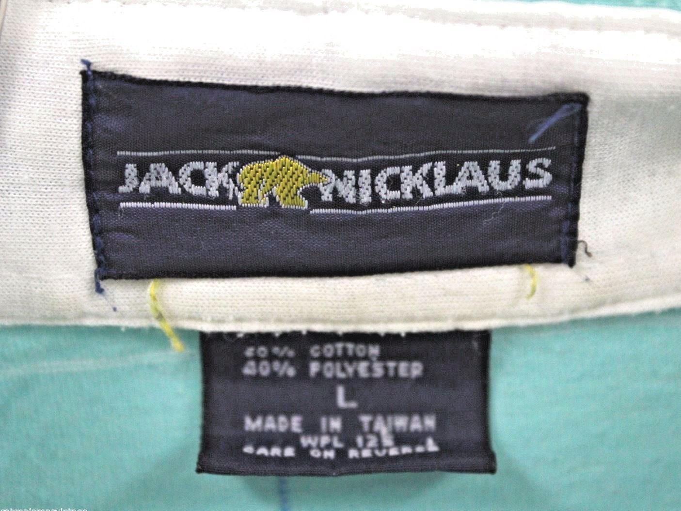 VTG 1980s Jack Nicklaus Golden Bear Aqua Plaid Polo Golf Shirt Logo Sz L Item image 4