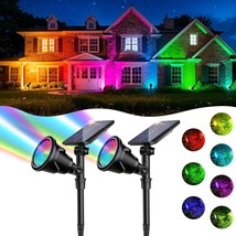 Solar Spot Lights Outdoor, 7 Colors Halloween Christmas Solar Outdoor Lights Wat - £69.85 GBP