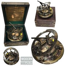Brújula de reloj de sol grande de latón náutico de 5 pulgadas en caja de... - £46.54 GBP