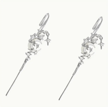 Elegant anime Star and Moon fashion silver earrings - $10.00