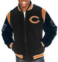 Mens Jacket G-III NFL Football Chicago Bears Leather Suede Varsity Winter $250-S - £97.82 GBP