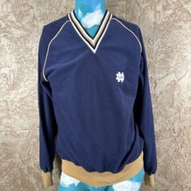 Champion Notre Dame Sweater Medium Vintage 80s V Neck Navy Gold Trim Mad... - $46.52