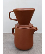 Brown Porcelain Coffee Maker Carafe Pot With Pour Over Dripper Filter Cu... - $38.20 CAD