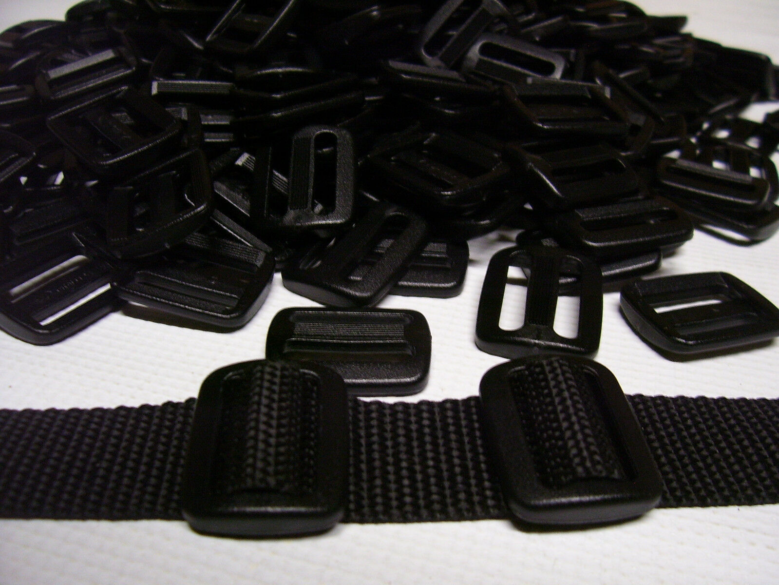 100 Pcs. Black 1" Sliplock 3 Bar Slide Buckles Duraflex For 1 Inch Webbing - $21.56