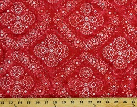 Cotton Batik Red Floral Design Flowers Cotton Fabric Print by the Yard D302.38 - £10.35 GBP