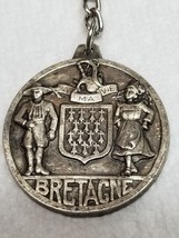 Bretagne Keychain with Traditional Breton Costume Épinal French 1960s Metal - $12.30
