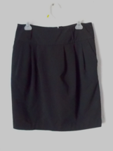 Worthington Solid Black Pencil Skirt Women size 8 Pleat Front Pockets High Waist - £11.07 GBP