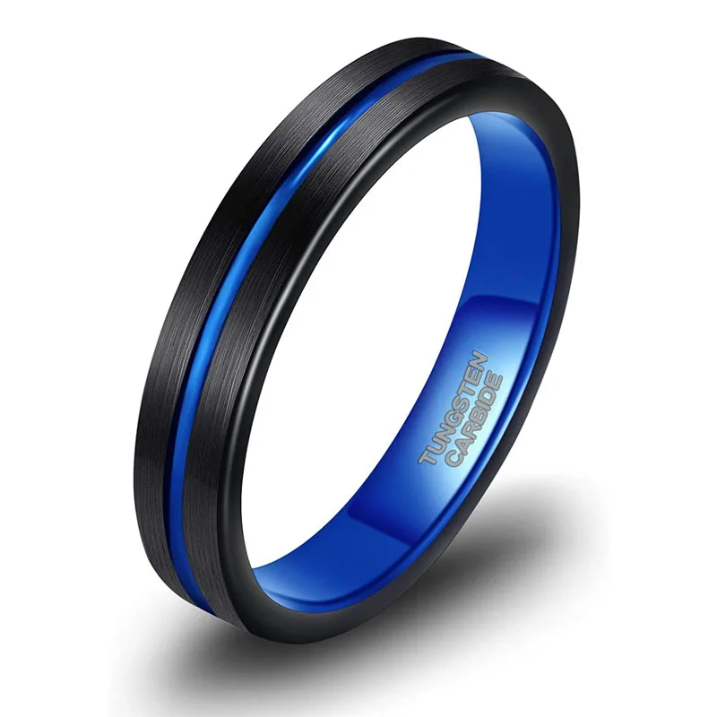 4mm Tungsten Ring Wedding Bands for Men Women Thin Groove Two Tone Engagement Ri - £20.24 GBP