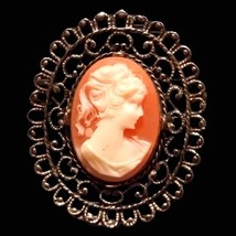 Old vintage carved celluloid cameo - £30.75 GBP