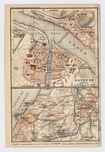 1914 Antique City Map Of Bayonne Baiona / Basque Country / Gascony / France - £17.65 GBP