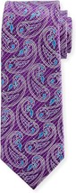 Ermenegildo Zegna Etched Paisley Purple Silk Tie - $130.00