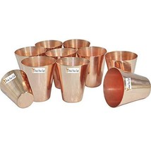 Set of 10 - Prisha India Craft  Small Solid Copper Moscow Mule Shot Glasses, Cap - £46.28 GBP