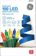 GE GENERAL ELECTRIC 847974 100CT MULTI COLOR MINI LED 24&#39; GREEN STRING -... - £10.71 GBP