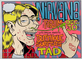 1993 Nirvana TAD Butthole Surfers Concert Poster 16X11 Los Angeles Forum... - $11.58