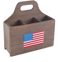 NEW Americana Serving Collection Wooden Patriotic Flag Flatware Utensil Caddy - £10.35 GBP