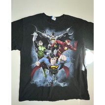 Justice League T-Shirt Men&#39;s Size L Black Graphic Print Short Sleeve Crew Neck - £14.63 GBP