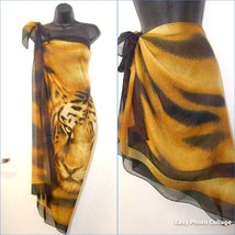Beautiful tiger animal print long short pareo sarong swimsuit cover-up o... - $698.02 MXN