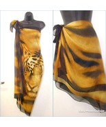 Beautiful tiger animal print long short pareo sarong swimsuit cover-up o... - $698.02 MXN