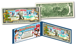 Merry Christmas * Snowman * Xmas Official Genuine Legal Tender U.S. $2 Bill - £11.05 GBP
