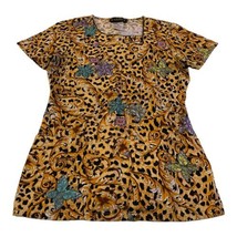 Baby Phat Cheetah Butterfly Animal Print Scrub Top Womens Spring Size XS... - £17.18 GBP