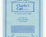 Charlie&#39;s Cafe at Soap Lake Menu E Main Ave Soap Lake Washington  - £14.24 GBP