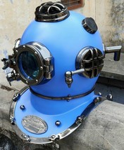 Nautical Antique BLUE Full size Deep Scuba US Navy Mark V Divers Diving Helmet - £174.32 GBP