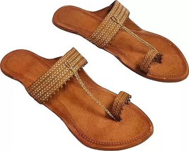 Women&#39;s Girls Kolhapuri Leather Chappal ethnic durable Sandal US Size 5-11 WK75 - £28.83 GBP