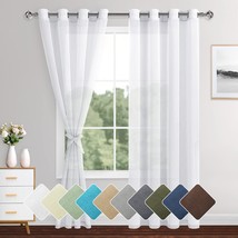 Xwzo White Sheer Curtains 84 Inches Long For Bedroom, Light, W52 X L84 - £30.40 GBP