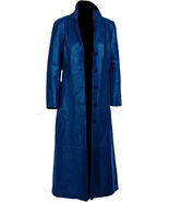 Hombres Gabardina Azul Nuevo Elegante Cuero Hecho a Mano Piel de Cordero Ajus... - $198.79 - $209.73