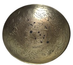 Vintage Brass 8” Bowl/Plate Engraved Etched Chinese  Dish Heavy Duty See Details - £16.49 GBP