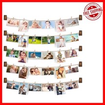 Modern Wall-Mounted Photo Frame - 5 String Display with 30 Clips, 35x35 ... - $363.96 MXN