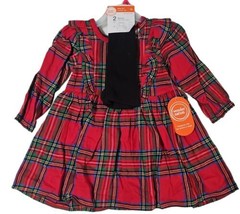 Girls Red Green Plaid Dress  Tight Outfit Set 2 Pc size 12 Months Wonder... - £10.48 GBP