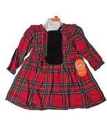 Girls Red Green Plaid Dress  Tight Outfit Set 2 Pc size 12 Months Wonder... - £10.47 GBP