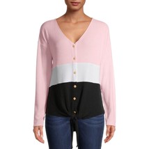 No Boundaries Women&#39;s Juniors Button Front Sweater 2XL (19) Pink White Navy New - £11.89 GBP