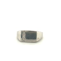 Vintage Signed D&#39;Joy Sterling Modern Three Diamond Accent Dome Men&#39;s Ring Band 9 - £43.52 GBP