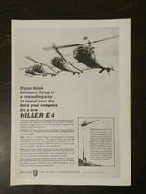 Vintage 1960 Hiller E4 Helicopter Full Page Original Ad - $6.64