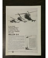 Vintage 1960 Hiller E4 Helicopter Full Page Original Ad - £5.22 GBP