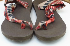 Sanuk Sz 7 M Red Slingback Fabric Women Sandals - £15.47 GBP