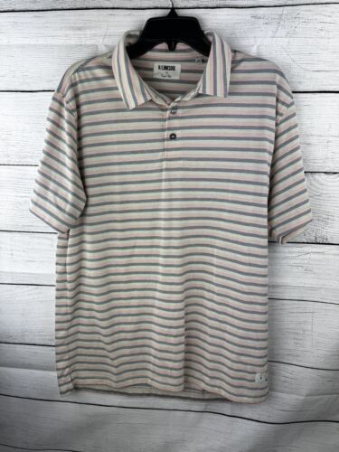 Primary image for Linksoul Short Sleeve Polo Golf Striped Tan Pink Cotton Medium