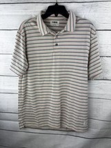 Linksoul Short Sleeve Polo Golf Striped Tan Pink Cotton Medium - £11.74 GBP