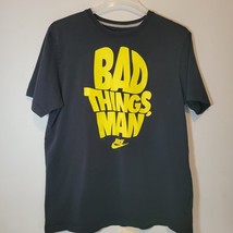 Nike Bad Things Man Mens Shirt XL Black Yellow Lettering Short Sleeve Ca... - $14.99