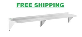 12&quot; x 84&quot; Commercial Stainless Steel NSF Wall Shelf 340 lbs. Capacity 18... - $145.99