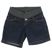 Thyme Jeans Maternity Shorts XS Blue Dark Wash Stretch Waistband Belly Band - £14.67 GBP