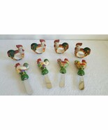 Set of 4 Adorable Hand Painted Resin Rooster Design Butter Spreader Napk... - $368.69 MXN