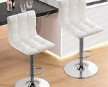 Bar Stools Set Of 2, Swivel Adjustable Barstools With Back And Footrest,... - £188.22 GBP