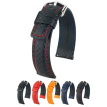 Hirsch Carbon Calf Watch Strap - Red Band/White Upper Stitching - L - 22mm / 20m - $87.95