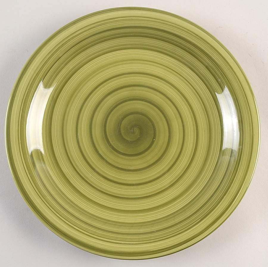 Primary image for New Handpainted Design Sage Green Colored Swirl Design Large Dinner Plate By Cit