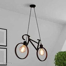 Bicycle Design Double Lamp Hanging Light, Metal, Black - £52.43 GBP