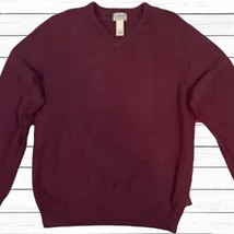 L.L. Bean Lambs Wool Sweater Long Sleeve Burgundy Pullover Mens Large - £22.76 GBP