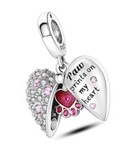 Paw Prints On My Heart Jewelry Heart Split Dangle - - £45.82 GBP